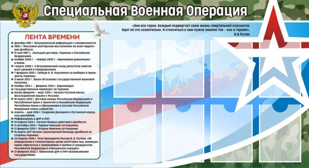 СВО - информационный стенд - Лента времени с карманами